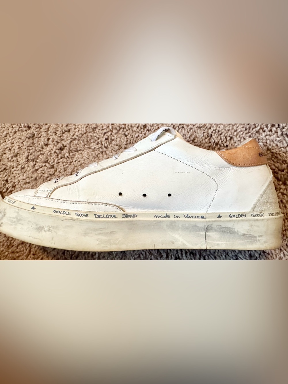 Golden Goose White Leather Hi Star Sneakers - Picture 5 of 8